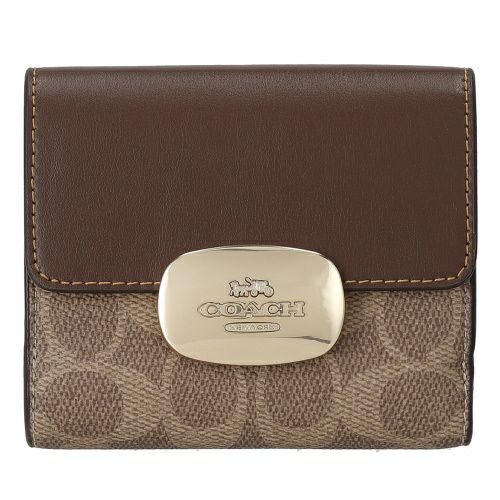 コーチ アウトレット 二つ折り財布 レディース エライザ スモール ウォレット・シグネチャー キャンバス ブラウン COACH OUTLET CW801 IMXHE タン/ブラウン