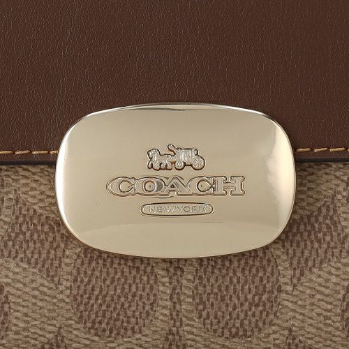 コーチ アウトレット 二つ折り財布 レディース エライザ スモール ウォレット・シグネチャー キャンバス ブラウン COACH OUTLET CW801 IMXHE タン/ブラウン