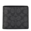 コーチ アウトレット 二つ折り財布 メンズ コイン ウォレット・シグネチャー キャンバス ブラック COACH OUTLET CY406 QBMI5 チャコール ブラック
