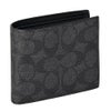 コーチ アウトレット 二つ折り財布 メンズ コイン ウォレット・シグネチャー キャンバス ブラック COACH OUTLET CY406 QBMI5 チャコール ブラック