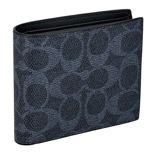 COACH ネイビー 二つ折り財布 中古・古着通販COACH (コーチ) 型押し2
