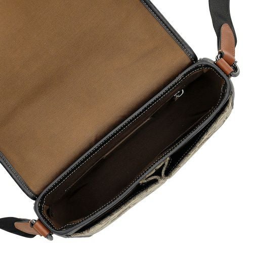 コーチ アウトレット ショルダーバッグ メンズ スプリント マップ バッグ 25・シグネチャー ジャカード ブラウン COACH OUTLET CE534 QBV1R カーキ/ブラックマルチ