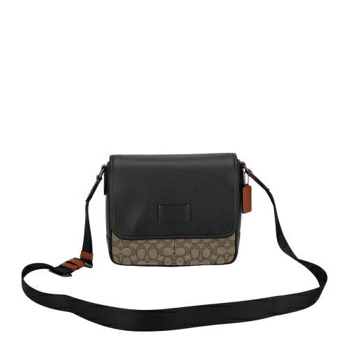 コーチ アウトレット ショルダーバッグ メンズ スプリント マップ バッグ 25・シグネチャー ジャカード ブラウン COACH OUTLET CE534 QBV1R カーキ/ブラックマルチ