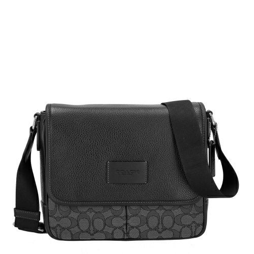 コーチ アウトレット ショルダーバッグ メンズ スプリント マップ バッグ 25・シグネチャー ジャカード ブラック COACH OUTLET CE534 SVO1U チャコール/ブラック