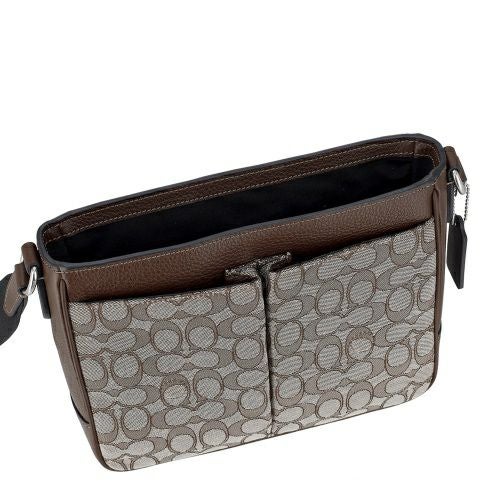 コーチ アウトレット ショルダーバッグ メンズ スプリント マップ バッグ 25・シグネチャー ジャカード ブラウン COACH OUTLET CE534 SVS8S オーク/メイプル