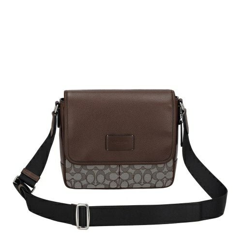 コーチ アウトレット ショルダーバッグ メンズ スプリント マップ バッグ 25・シグネチャー ジャカード ブラウン COACH OUTLET CE534 SVS8S オーク/メイプル