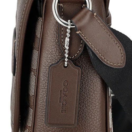 コーチ アウトレット ショルダーバッグ メンズ スプリント マップ バッグ 25・シグネチャー ジャカード ブラウン COACH OUTLET CE534 SVS8S オーク/メイプル