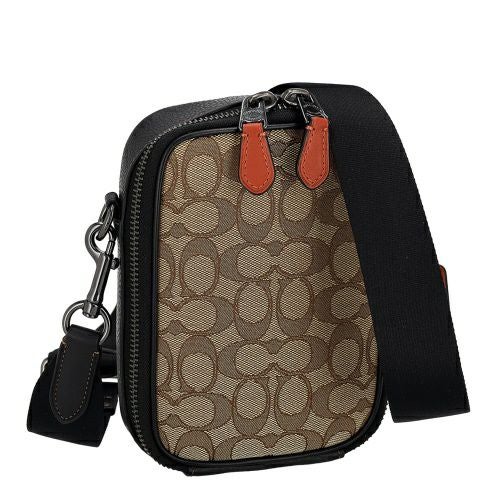 コーチ アウトレット ショルダーバッグ メンズ スタントン クロスボディ・シグネチャー ジャカード ブラウン COACH OUTLET CH097 QBV1R