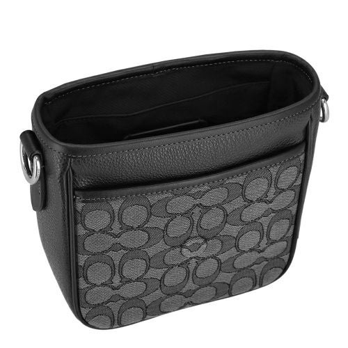 コーチ アウトレット ショルダーバッグ メンズ ルーカス クロスボディ・シグネチャー ジャカード ブラック COACH OUTLET CO915 SVO1U チャコール/ブラック