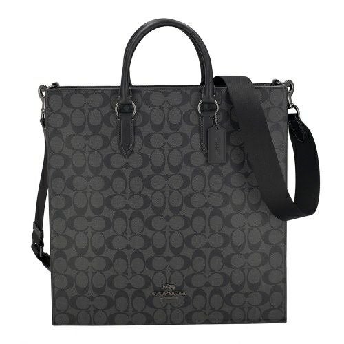 コーチ アウトレット ショルダーバッグ メンズ ディラン ラージ トート・シグネチャー キャンバス ブラック COACH OUTLET CR314 QBMI5 チャコール/ブラック