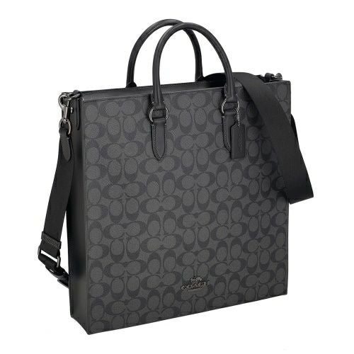 コーチ アウトレット ショルダーバッグ メンズ ディラン ラージ トート・シグネチャー キャンバス ブラック COACH OUTLET CR314 QBMI5 チャコール/ブラック