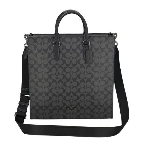 コーチ アウトレット ショルダーバッグ メンズ ディラン ラージ トート・シグネチャー キャンバス ブラック COACH OUTLET CR314 QBMI5 チャコール/ブラック