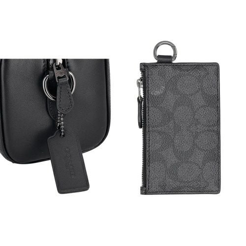 コーチ アウトレット ショルダーバッグ メンズ アクセル クロスボディ バッグ・シグネチャー キャンバス ブラック COACH OUTLET CV762 QBMI5 チャコール/ブラック