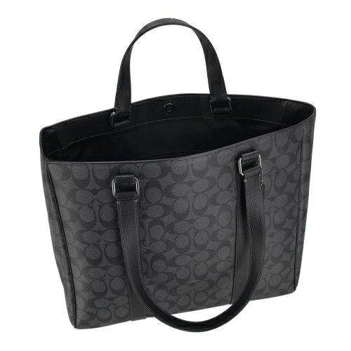 コーチ アウトレット トートバッグ メンズ ハドソン ダブル ハンドル トート・シグネチャー キャンバス ブラック COACH OUTLET CR385 QBMI5 チャコール/ブラック
