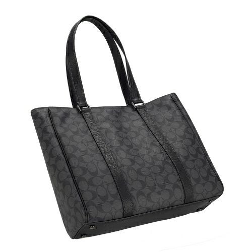 コーチ アウトレット トートバッグ メンズ ハドソン ダブル ハンドル トート・シグネチャー キャンバス ブラック COACH OUTLET CR385 QBMI5 チャコール/ブラック