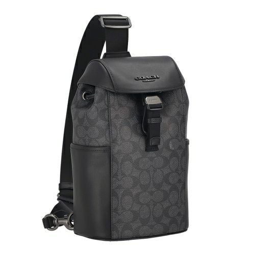 コーチ アウトレット ボディバッグ メンズ レーサー パック・シグネチャー キャンバス ブラック COACH OUTLET CT712 QBMI5 チャコール/ブラック