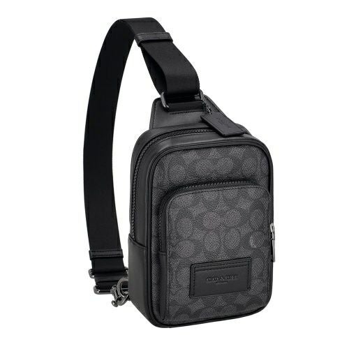 コーチ アウトレット ボディバッグ メンズ シグネチャー ブラック COACH OUTLET CV763 QBMI5 チャコール/ブラック