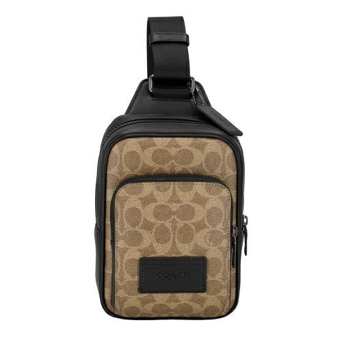 パ*ズ様 新品　COACH ブラック レザー ボディバッグ コーチ アウトレット ボディバッグ メンズ レーサー パック ブラック
