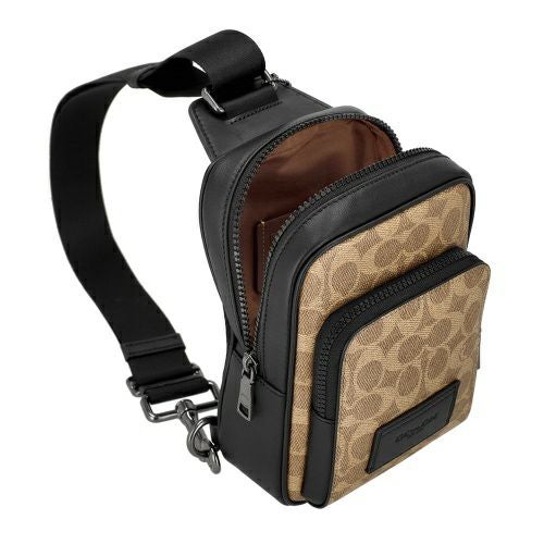 コーチ アウトレット ボディバッグ メンズ シグネチャー ブラウン COACH OUTLET CV763 QBNRX タン/ブラック