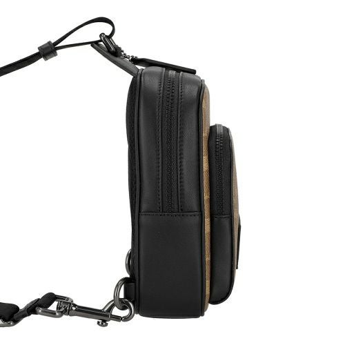 コーチ アウトレット ボディバッグ メンズ シグネチャー ブラウン COACH OUTLET CV763 QBNRX タン/ブラック