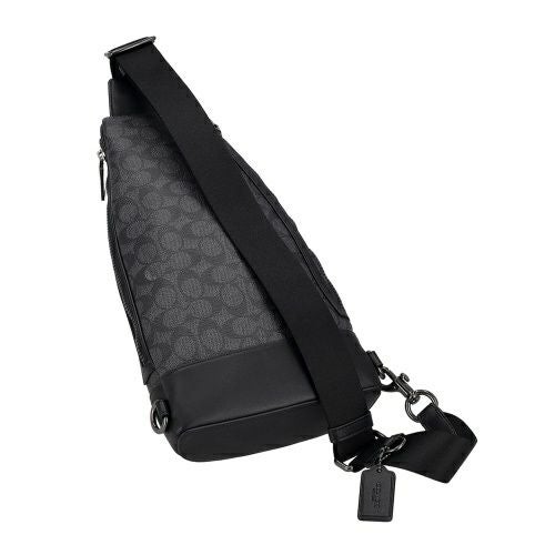 コーチ アウトレット ボディバッグ メンズ ドミニク スリング パック・シグネチャー キャンバス ブラック COACH OUTLET CY801 QBMI5 チャコール ブラック