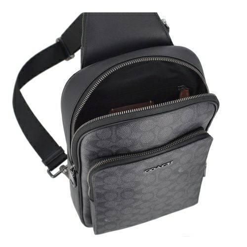 コーチ アウトレット ボディバッグ メンズ イーサン パック・シグネチャー キャンバス ブラック COACH OUTLET CZ393 QBMI5