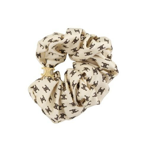 セリーヌ シュシュ ヘアアクセサリー レディース トリオンフ ブラウン CELINE 461DK2SIB 18LV VANILLA/CHESTNUT