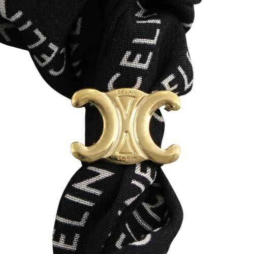 セリーヌ シュシュ ヘアアクセサリー レディース トリオンフ ブラック CELINE 46Y352SIB 35OB GOLD/BLACK