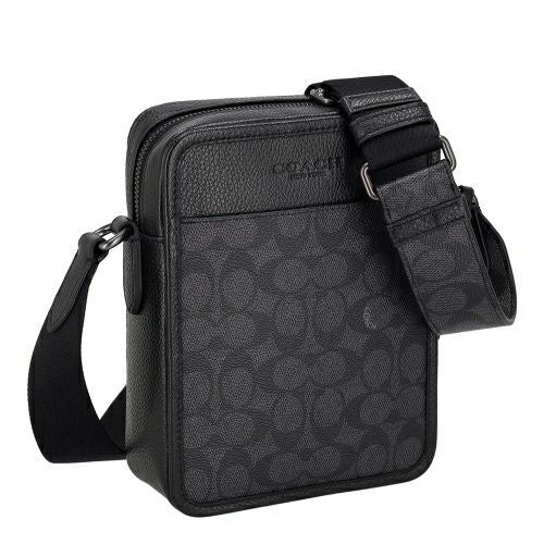 コーチ アウトレット ショルダーバッグ メンズ サリバン クロスボディ バッグ・シグネチャー キャンバス ブラック COACH OUTLET CAT78 QBMI5 チャコール ブラック