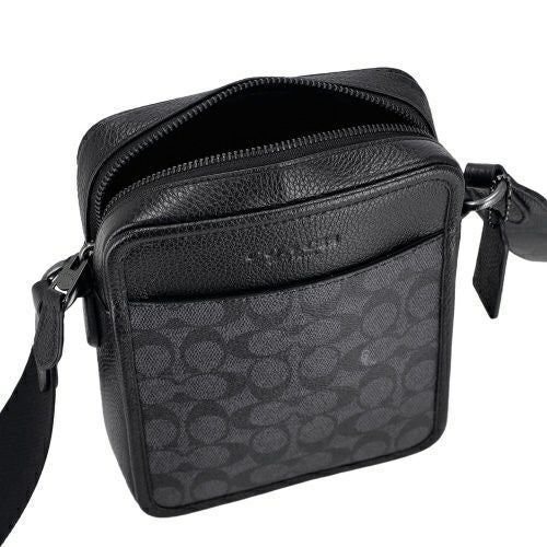 コーチ アウトレット ショルダーバッグ メンズ サリバン クロスボディ バッグ・シグネチャー キャンバス ブラック COACH OUTLET CAT78 QBMI5 チャコール ブラック