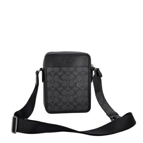 コーチ アウトレット ショルダーバッグ メンズ サリバン クロスボディ バッグ・シグネチャー キャンバス ブラック COACH OUTLET CAT78 QBMI5 チャコール ブラック