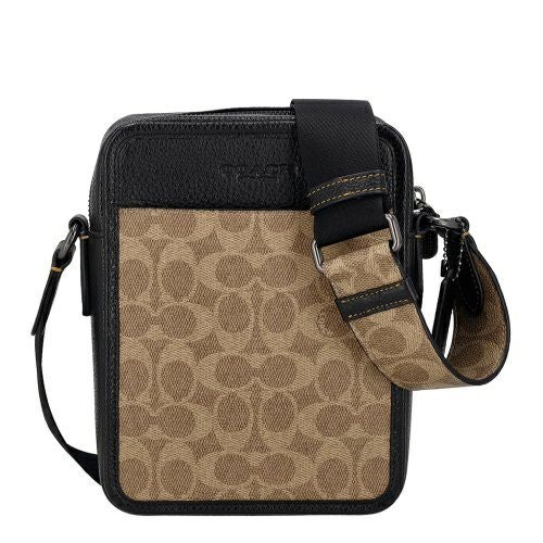 コーチ アウトレット ショルダーバッグ メンズ サリバン クロスボディ バッグ・シグネチャー キャンバス ブラウン COACH OUTLET CAT78 QBNRX タン/ブラック