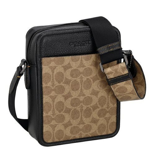 コーチ アウトレット ショルダーバッグ メンズ サリバン クロスボディ バッグ・シグネチャー キャンバス ブラウン COACH OUTLET CAT78 QBNRX タン/ブラック