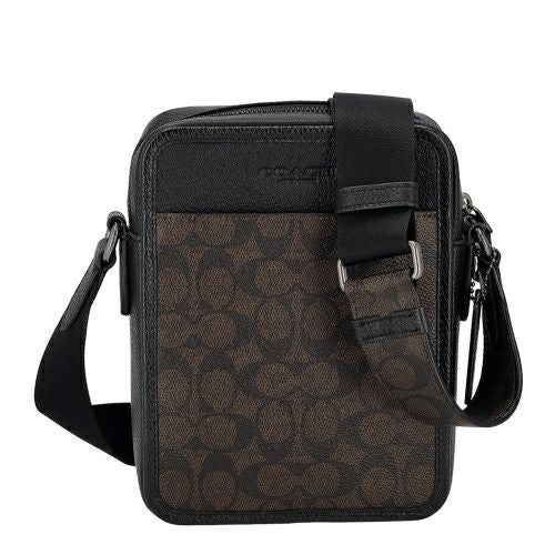 コーチ アウトレット ショルダーバッグ メンズ サリバン クロスボディ バッグ・シグネチャー キャンバス ブラウン COACH OUTLET CAT78 QBXAM ウォルナットブラウン/ブラック