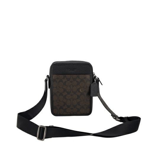 コーチ アウトレット ショルダーバッグ メンズ サリバン クロスボディ バッグ・シグネチャー キャンバス ブラウン COACH OUTLET CAT78 QBXAM ウォルナットブラウン/ブラック