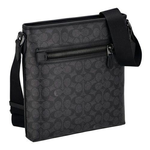 コーチ アウトレット ショルダーバッグ メンズ スリム メッセンジャー・シグネチャー ジャカード ブラック COACH OUTLET CW227 QBMI5 チャコール ブラック