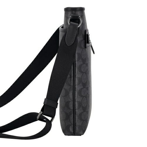コーチ アウトレット ショルダーバッグ メンズ スリム メッセンジャー・シグネチャー ジャカード ブラック COACH OUTLET CW227 QBMI5 チャコール ブラック