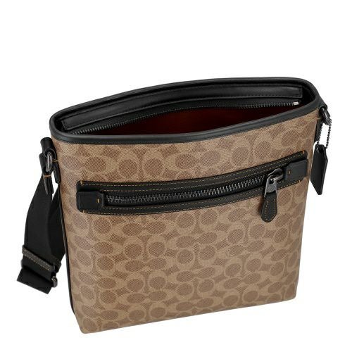 コーチ アウトレット ショルダーバッグ メンズ スリム メッセンジャー・シグネチャー ジャカード ブラウン COACH OUTLET CW227 QBNRX タン/ブラック