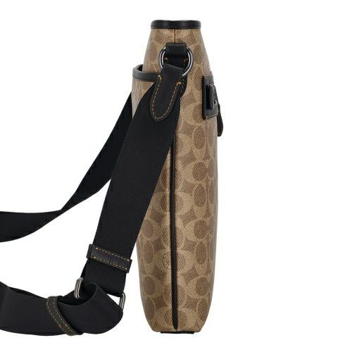 コーチ アウトレット ショルダーバッグ メンズ スリム メッセンジャー・シグネチャー ジャカード ブラウン COACH OUTLET CW227 QBNRX タン/ブラック