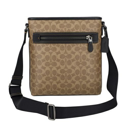 コーチ アウトレット ショルダーバッグ メンズ スリム メッセンジャー・シグネチャー ジャカード ブラウン COACH OUTLET CW227 QBNRX タン/ブラック