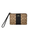コーチ アウトレット ポーチ レディース コーナー ジップ リストレット・シグネチャー キャンバス・ストライプ ブラウン COACH OUTLET CW854 IMQRX ベージュ/ブラック