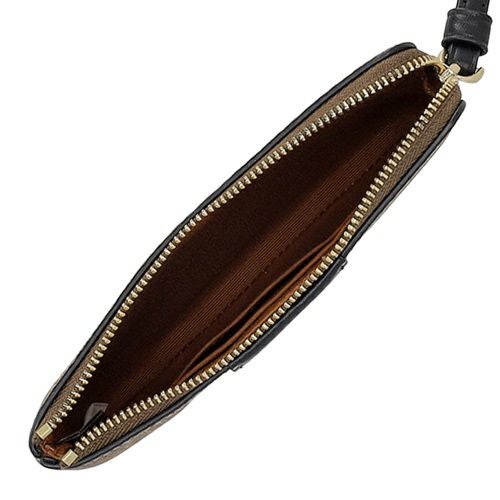 コーチ アウトレット ポーチ レディース コーナー ジップ リストレット・シグネチャー キャンバス・ストライプ ブラウン COACH OUTLET CW854 IMQRX ベージュ/ブラック