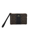 コーチ アウトレット ポーチ レディース コーナー ジップ リストレット・シグネチャー キャンバス・ストライプ ブラウン COACH OUTLET CW854 IMXAQ ウォルナット/ブラック