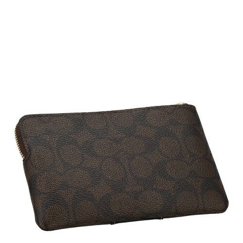 コーチ アウトレット ポーチ レディース コーナー ジップ リストレット・シグネチャー キャンバス・ストライプ ブラウン COACH OUTLET CW854 IMXAQ ウォルナット/ブラック