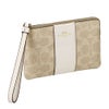 コーチ アウトレット ポーチ レディース コーナー ジップ リストレット・シグネチャー キャンバス・ストライプ ホワイト COACH OUTLET CW854 IMXDM サンド/チョーク