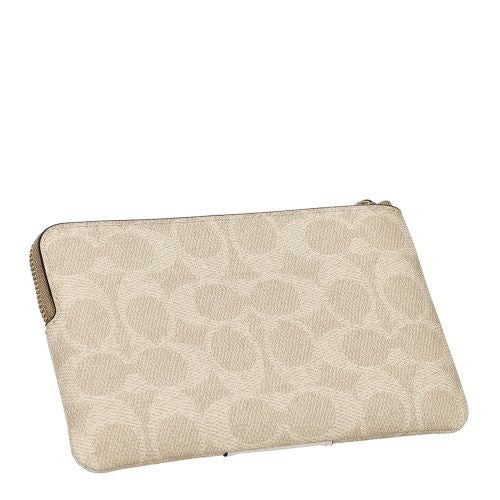 コーチ アウトレット ポーチ レディース コーナー ジップ リストレット・シグネチャー キャンバス・ストライプ ホワイト COACH OUTLET CW854 IMXDM サンド/チョーク