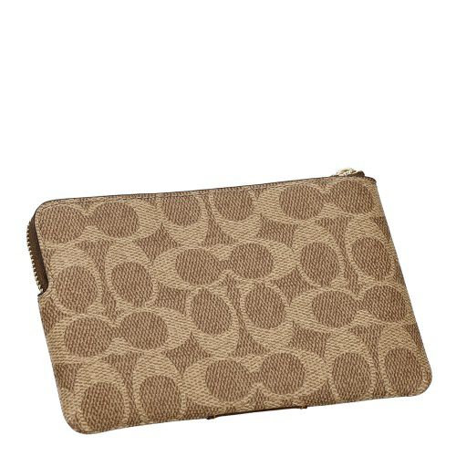 コーチ アウトレット ポーチ レディース コーナー ジップ リストレット・シグネチャー キャンバス・ストライプ ブラウン COACH OUTLET CW854 IMXHE タン/ブラウン