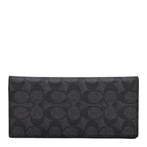 コーチ アウトレット 長財布 メンズ シグネチャー ブラック COACH OUTLET CW371 QBMI5 チャコール ブラック