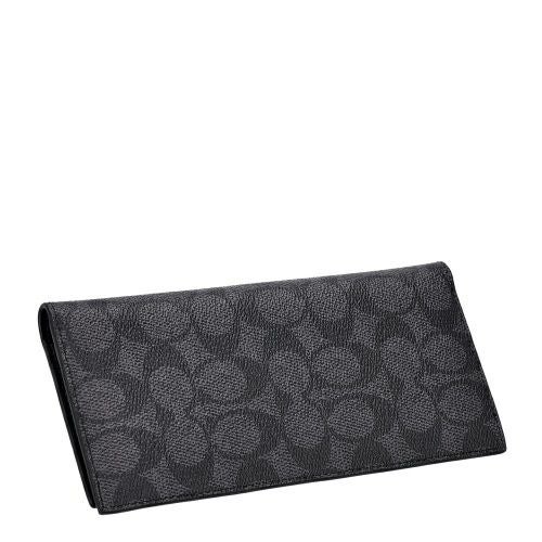 コーチ アウトレット 長財布 メンズ シグネチャー ブラック COACH OUTLET CW371 QBMI5 チャコール ブラック