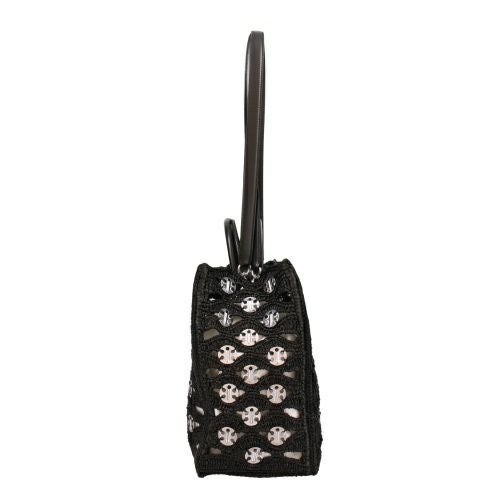 パコ ラバンヌ ハンドバッグ レディース BLACK TOTE BAG IN RAFFIA